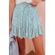 Blue Ruffled Floral Mini Skirt