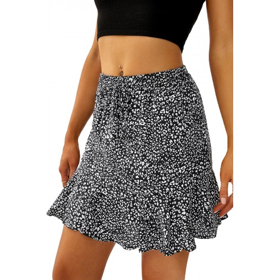 Black Animal Print Mini Skirt