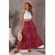 Tiered Paisley Print Pocketed Maxi Skirt