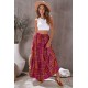 Tiered Paisley Print Pocketed Maxi Skirt