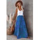 Tiered Paisley Print Pocketed Maxi Skirt