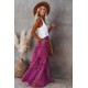 Purple Tiered Paisley Print Pocketed Maxi Skirt