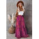 Purple Tiered Paisley Print Pocketed Maxi Skirt