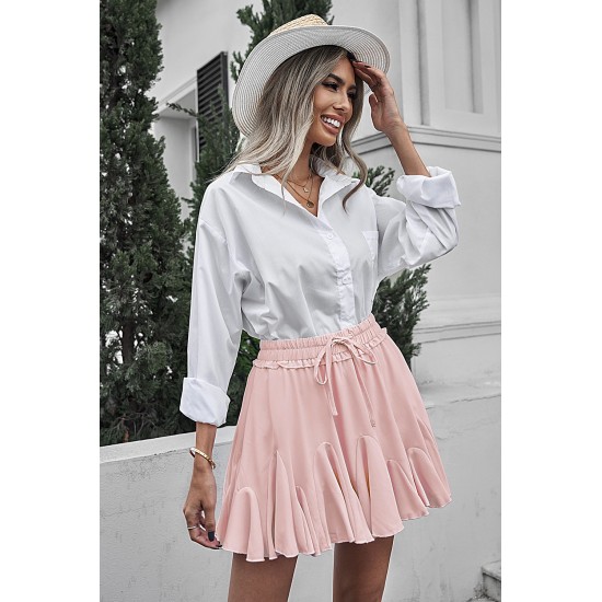 Pink Korean High Waist Tutu Pleated Mini Skirt