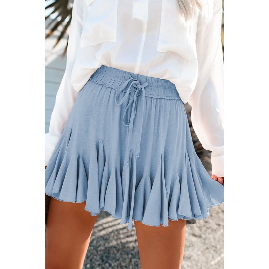 Blue Korean High Waist Tutu Pleated Mini Skirt