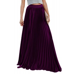 Purple High Waisted Pleated Maxi Skirt