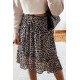 Leopard High Waist Tiered Midi Skirt