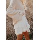 White Solid Color High Waist Tiered Crochet Ruffle Mini Skirt