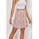 Floral Print Elastic Waist Skirt