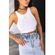 Sky Blue High Waist Hole Denim Skirts