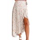 Wrap Style High-low Ruffle Hemline Floral Skirt