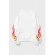 White Letters Flame Print Crew Neck Men's Graphic Sweatshirt