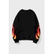 Black Letters Flame Print Crew Neck Men's Graphic Sweatshirt