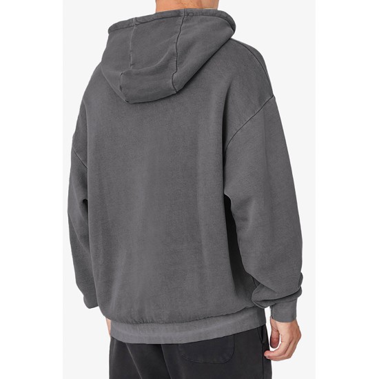 Gray Drop-shoulder Pullover Men's Hoodie