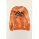 orange Tie-dyed Letter Print Crew Neck Men's Graphic Sweatshirt