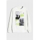 White Letter Pattern Print Crew Neck Men's Graphic Sweatshirt