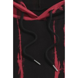 Red Tie-dyed Print Kangaroo Pocket Men's Hoodie