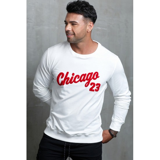 Letter Print Crew Neck Men's Pullover Sweatshirt