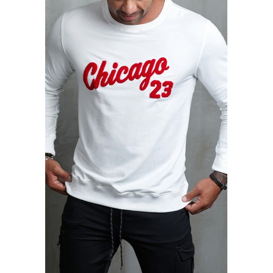 Letter Print Crew Neck Men's Pullover Sweatshirt