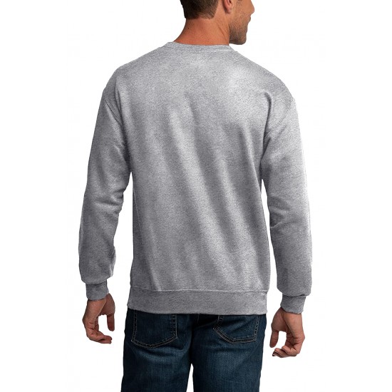 Gray Crew Neck Spaceship Graphic Men's Pullover Sweatshirt