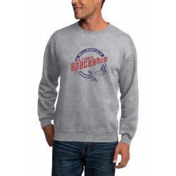 Gray Crew Neck Spaceship Graphic Men's Pullover Sweatshirt