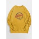 Yellow Crew Neck Spaceship Graphic Men's Pullover Sweatshirt