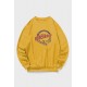 Yellow Crew Neck Spaceship Graphic Men's Pullover Sweatshirt