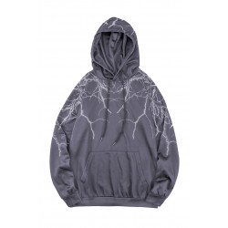 Gray Lightning Men's Hooded Sweatshirt with Kangaroo Pocket