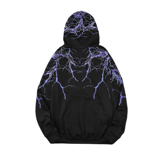 Black Lightning Men's Hooded Sweatshirt with Kangaroo Pocket