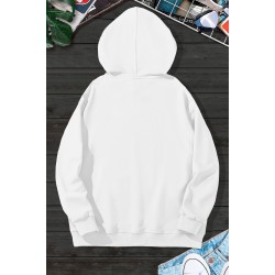 White Letter Print Men's Hoodie with Kangaroo Pocket