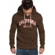 Brown Letter Print Men's Hoodie with Kangaroo Pocket