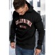 Black Letter Print Men's Hoodie with Kangaroo Pocket