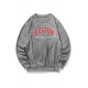 Gray BOSTON Letters Print Crew Neck Men's Pullover Sweatshirt