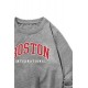 Gray BOSTON Letters Print Crew Neck Men's Pullover Sweatshirt