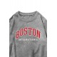 Gray BOSTON Letters Print Crew Neck Men's Pullover Sweatshirt