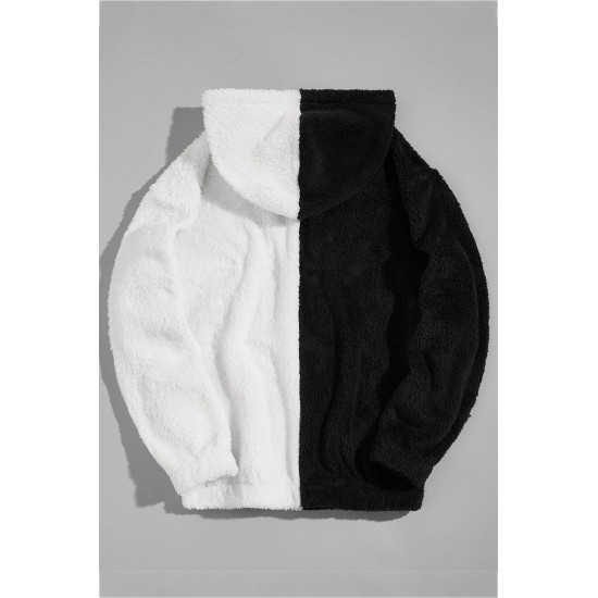 Black Colorblock Fleece Men's Hoodie