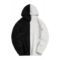 Black Colorblock Fleece Men's Hoodie