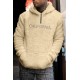 Apricot Letter Embroidered Quarter Zip Men's Sherpa Hoodie