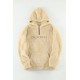 Apricot Letter Embroidered Quarter Zip Men's Sherpa Hoodie