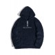 Blue Letter Embroidered Quarter Zip Men's Sherpa Hoodie