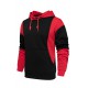 Red Men Colorblock Pullover Long Sleeve Hoodie