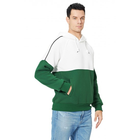 Green Colorblock Men's Pullover Hoodie