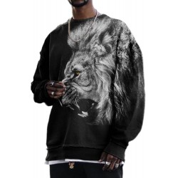 3D Lion Print Crew Neck Men Sweatshirt