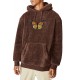 Brown Graphic Print Kangaroo Pocket Men's Plush Hoodie