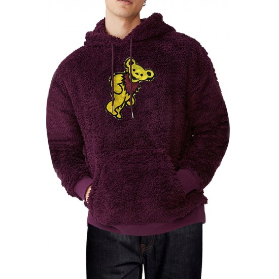 Graphic Print Kangaroo Pocket Men's Plush Hoodie