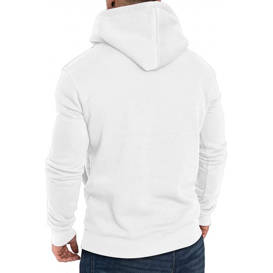 White Long Sleeve Pullover Men Hoodie