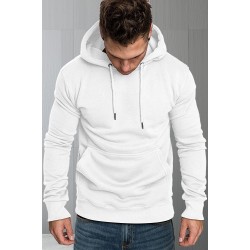 White Long Sleeve Pullover Men Hoodie