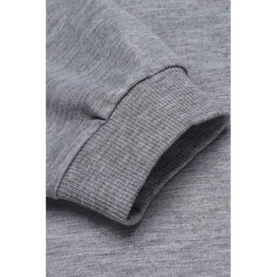 Gray Long Sleeve Pullover Men Hoodie