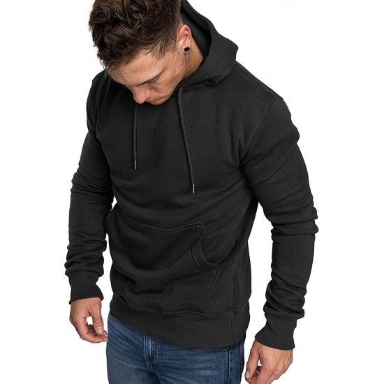 Black Long Sleeve Pullover Men Hoodie