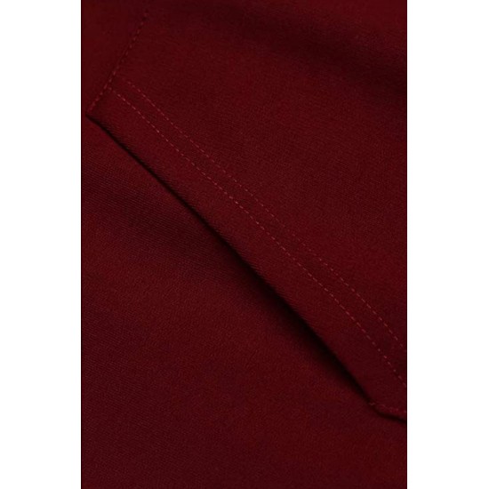 Burgundy Long Sleeve Pullover Men Hoodie